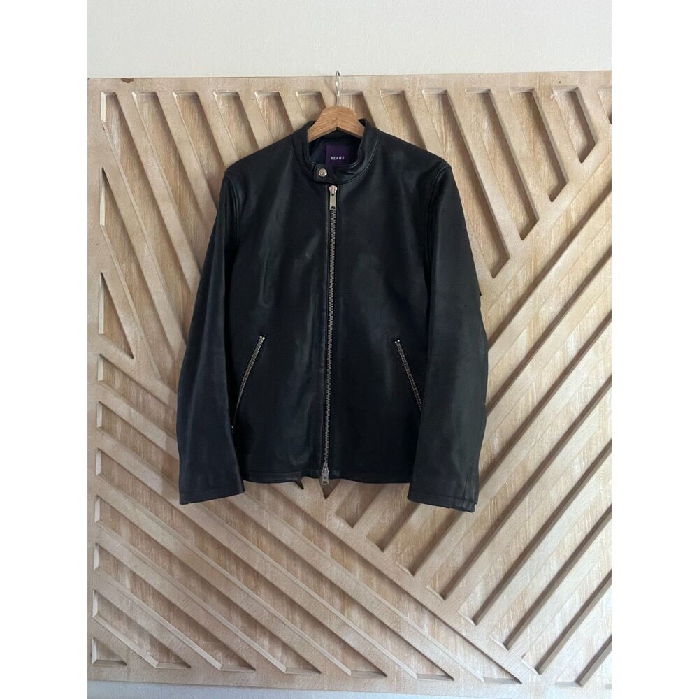 Beams Navy Leather Jacket